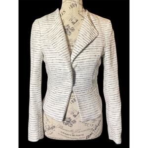H&M Women’s White Blazer with Black Stripes Size 2